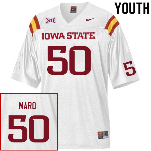 Iowa State Cyclones Youth #50 Tyler Maro Nike NCAA Authentic White College Stitched Football Jersey NQ42D16NQ